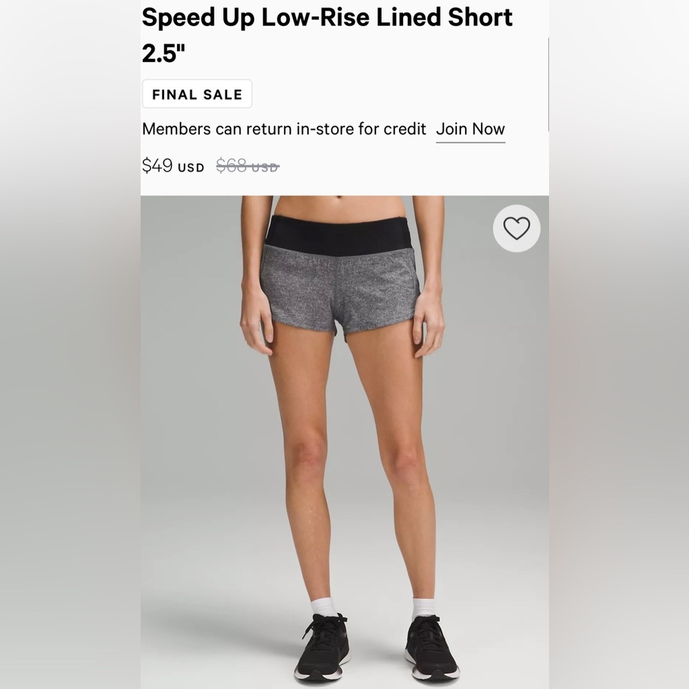 Lululemon Speed Up Low Rise Lined Short 2.5” in Grey size 4